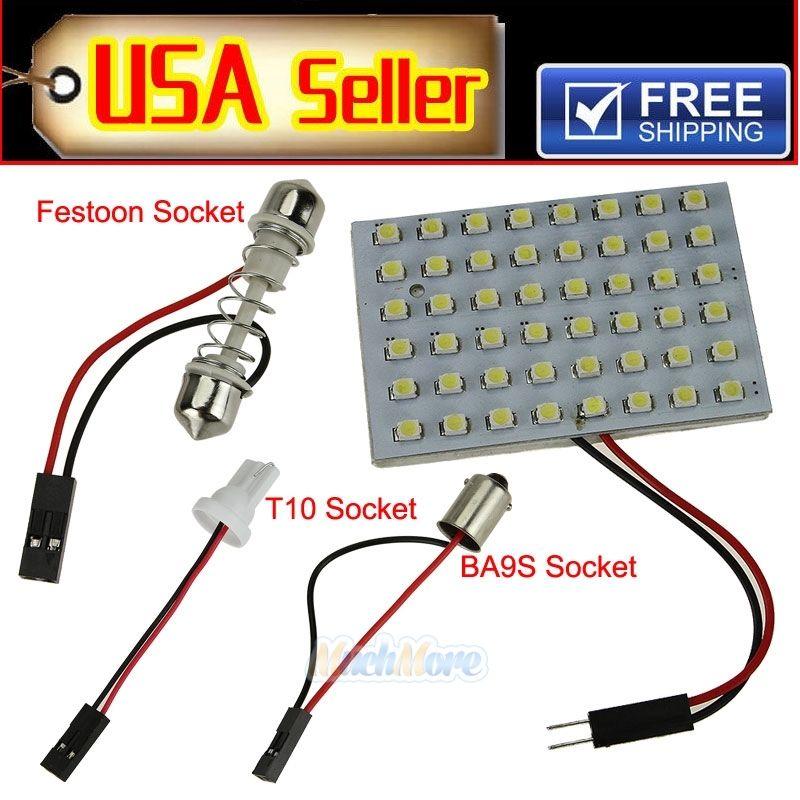 5 X Car Festoon T10 BA9S White LED 48SMD Panel Interior Dome Map Light Bulb Lamp Car Lights Car Styling