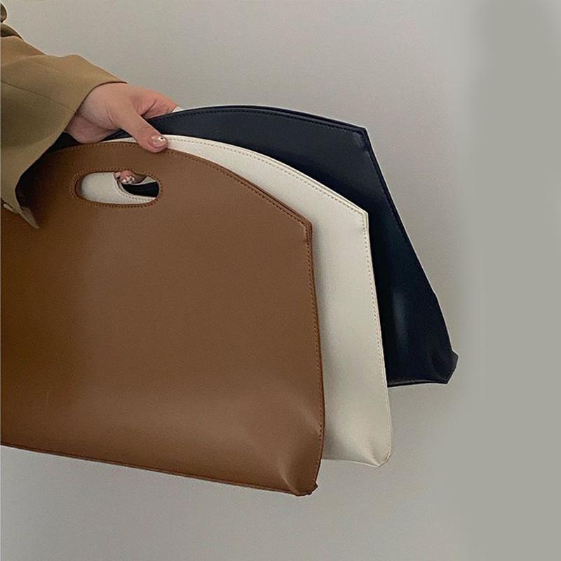 Women's Handbag New Large-capacity File Bag Fashionable Versatile Commuter Bag Leather Briefcase Envelope Clutch Bag