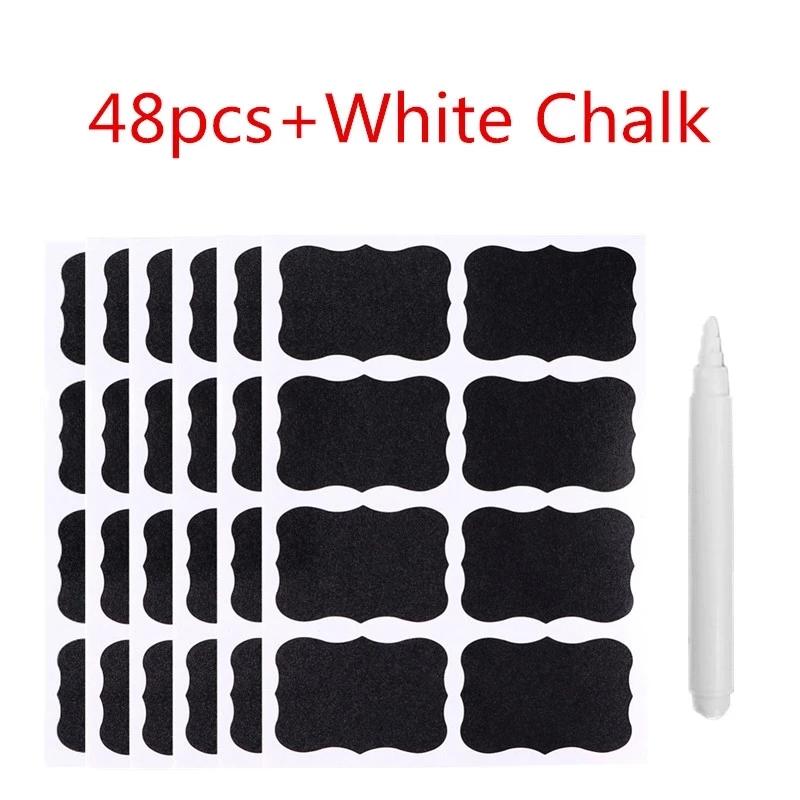 

48/96pcs Blackboard Stickers White Pens Marker Waterproof Chalkboard Kitchen Spice Label Sticker Home Jars Bottles Tags Labels
