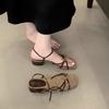 With Skirt Fairy Wind Square Head Open-toed Sandals Female Summer 2025 New French Stunning Low Heel Gentle Evening Shoes