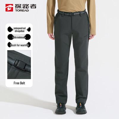 TOREAD Men's Fleece-Lined Windproof Softshell Hiking Pants