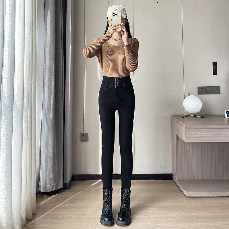 Plus Velvet High Waist Skinny Jeans for Women - Slimming, Thickened Pencil Pants