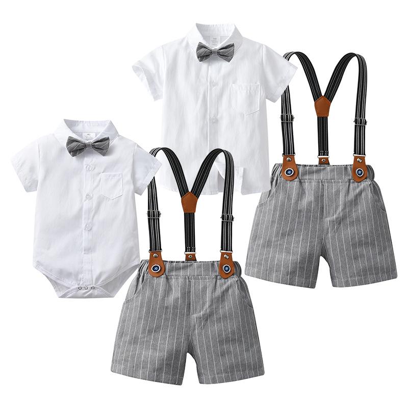 2026 New Style Boys Summer Overalls & Bodysuit Set Size 120 (Shirt Style) серый