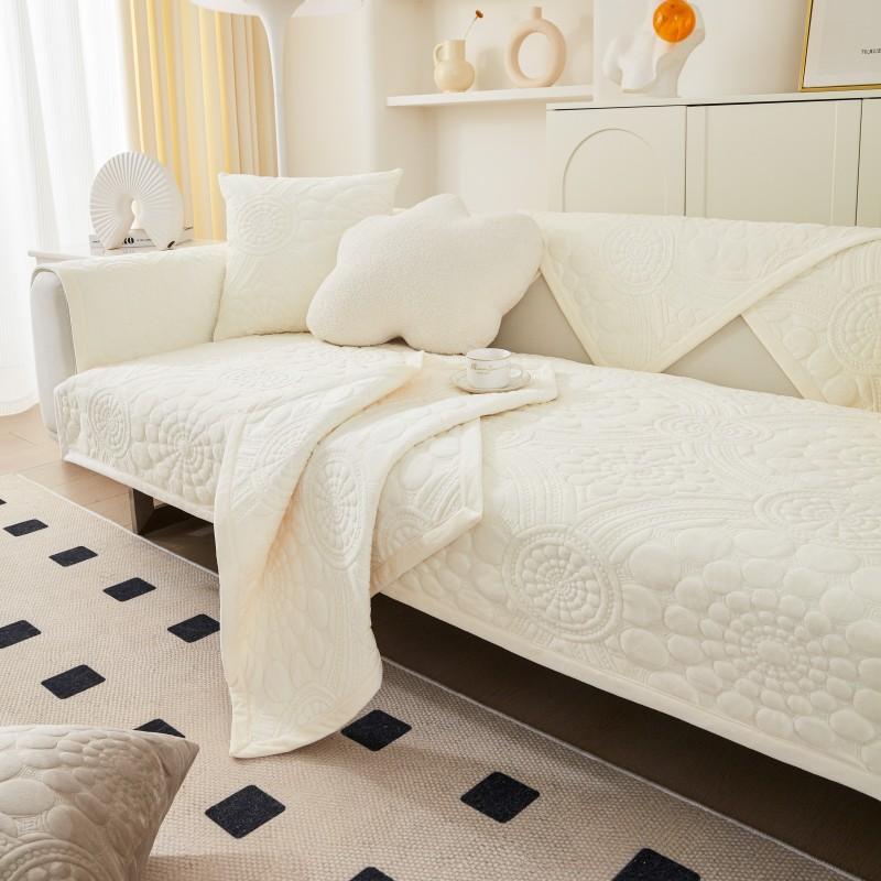 Fall/winter New Sofa Cushion Plush Embroidery Warm Cushion Modern Simple Non-slip Sofa Cushion Cover Cloth Pillow Backrest
