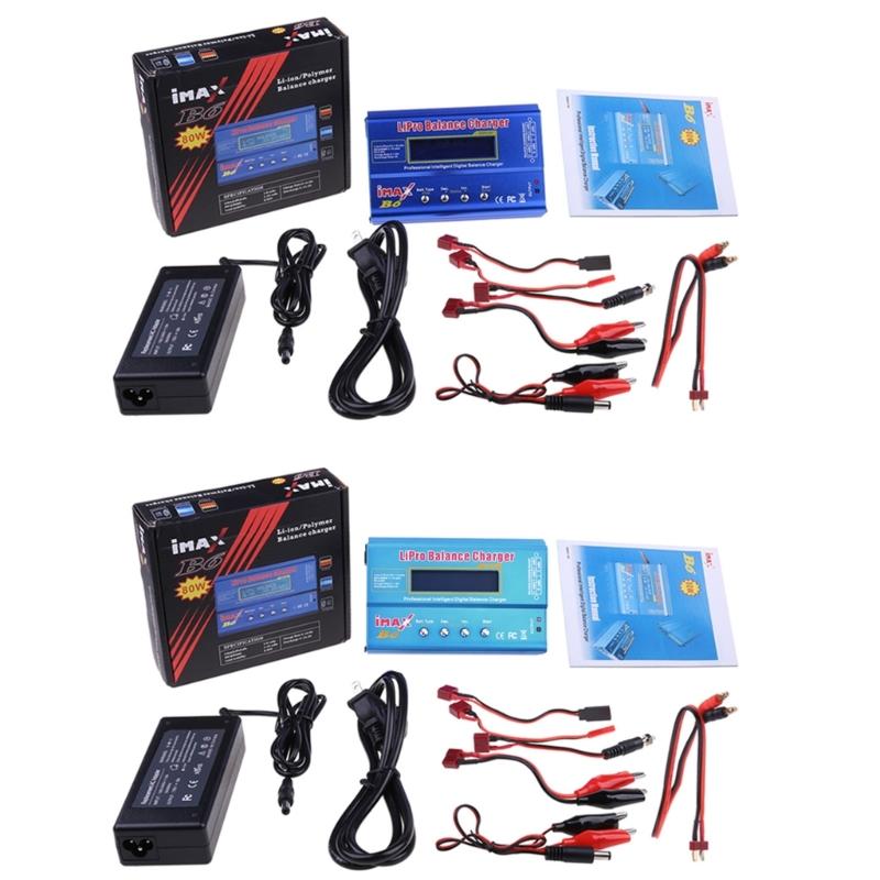 HTRC iMAX B6 AC RC Charger 80W B6 Balance Charger Digital LCD Screen Li-ion Nimh Nicd Lipo Battery Discharger Cable
