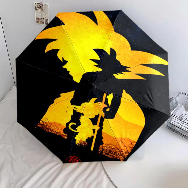 1 PC Automatic Folding Umbrella - Son Goku Pattern Portable Foldable Design With 8 Ribs Christmas Birthday Gifts