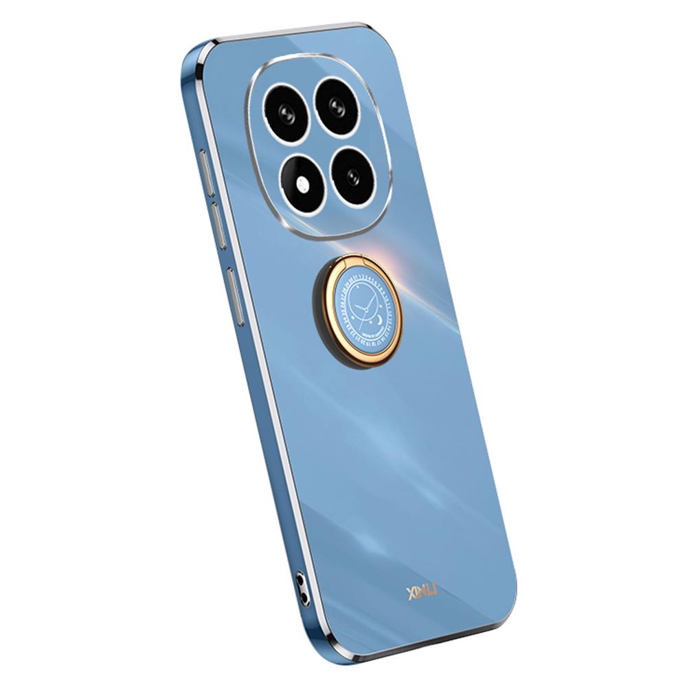 

XINLI For Xiaomi Redmi Note 14 Pro 5G/Poco X7 5G Case Ring Kickstand Electroplating TPU Phone Cover Blue