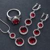 Zircon Red Jewelry Blue Set Ring Earrings Necklace Pendant 4piece Womens Collection