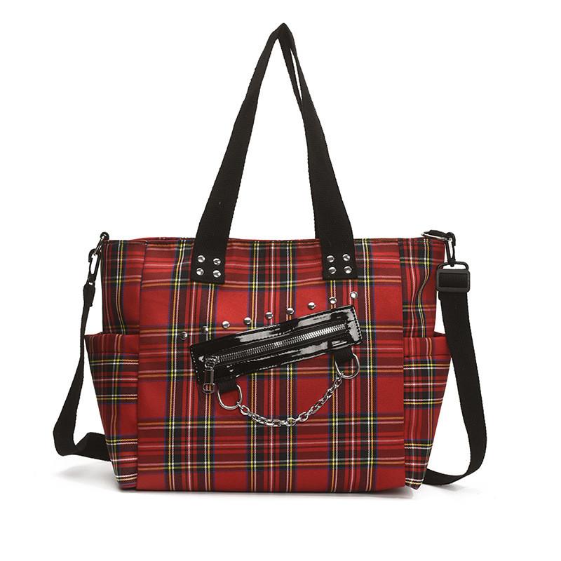 Pu Grid Modern Bag Stitching Internal Slots Work Weekend Outings Travel Bags