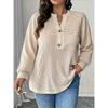 QICED Women's Fashion Casual Solid Color Print V-Neck  Long Sleeve Blouses & Shirts