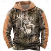 Vintage Hunting Lovers Graphic Hoodie Forest Deer 3D Printed Hunter Tracksuits Men's Sportswear Outdoor Sweatshirts Men's Jacket