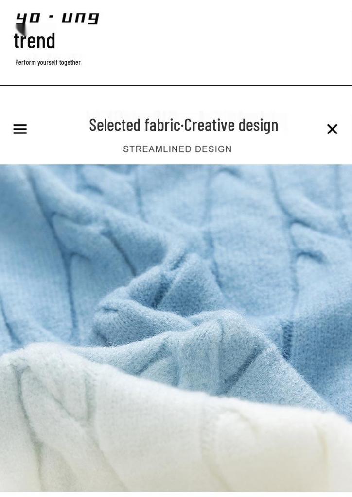 Men's Gradient Trendy Thick Knit Pullover Sweater