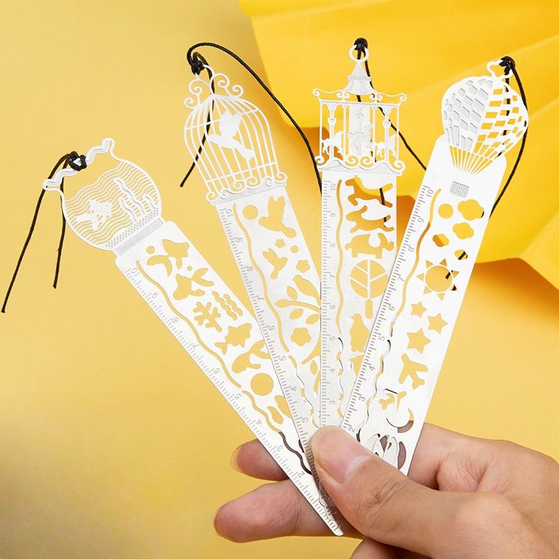 Office School Supplies Ruler Student Stationery Multifunctional Metal Bookmark Korean Learning Tool Stainless Steel Measuring