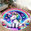 Unicorn Soft Washable Rainbow Round Rug Counter-Slip for Living Room Children Bedroom Carpet Dining Area Home Decoration Mats