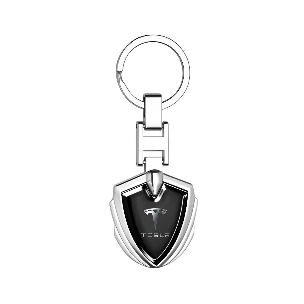 

Car Sticker 2025 Hot 1/2Pcs For Tesla Model 3 Y S X Roadster Juguete SpaceX Cybertruck Car Metal Shield Styling Keychain Key Rin