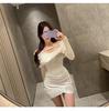 Korean Dongdaemun Elegant High-waisted Pleated Irregular Skirt for Women
