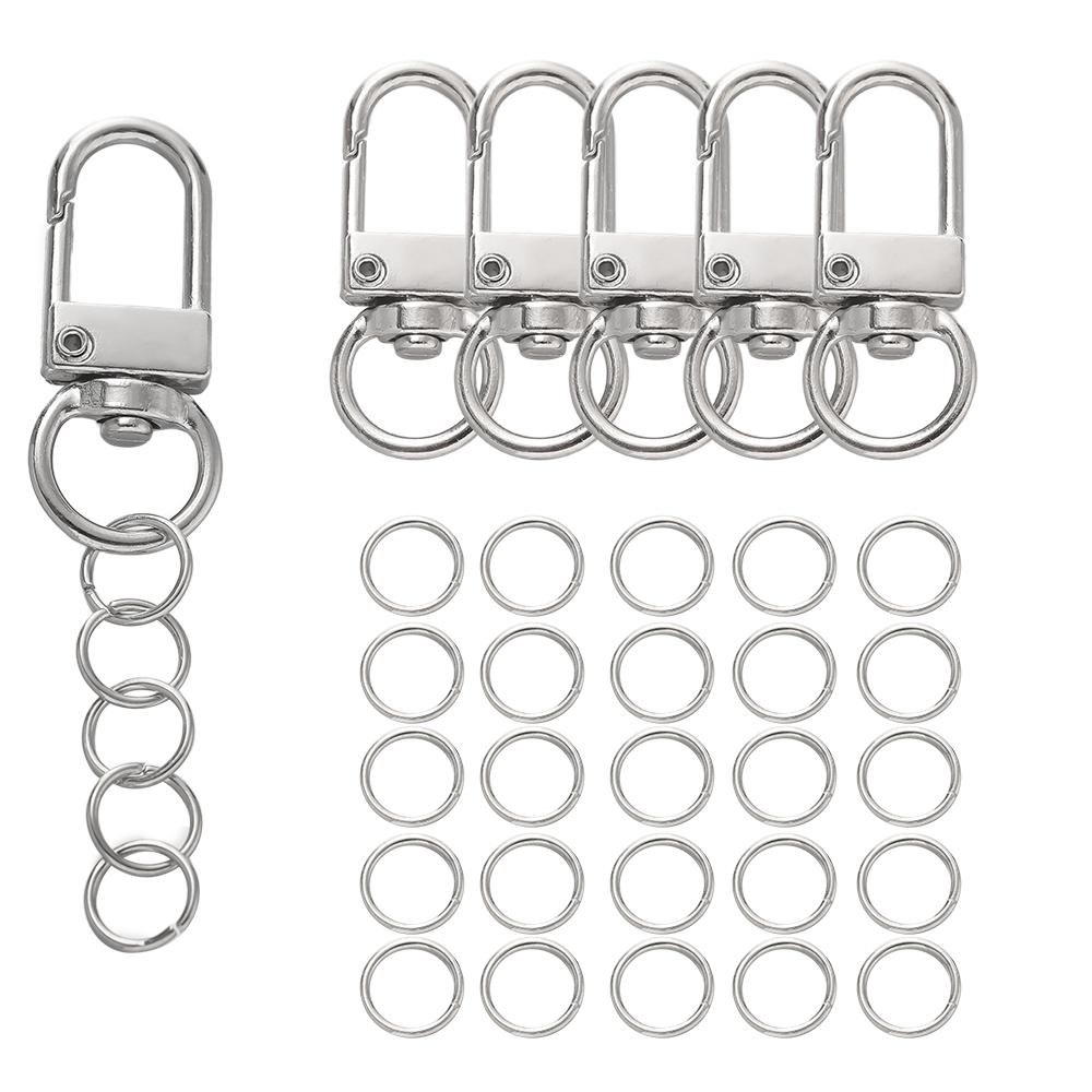110 Stück/Set Legierung Karabiner Hummerverschluss Haken Schlüsselanhänger Zubehör mit Biegeringen für DIY Schlüsselanhänger Halskette Armband Zubehör