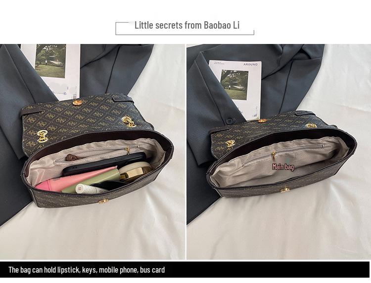 2025 European & American Retro Print Chain Shoulder Bag: New Light Luxury Women's Crossbody & Commuter Underarm Bag