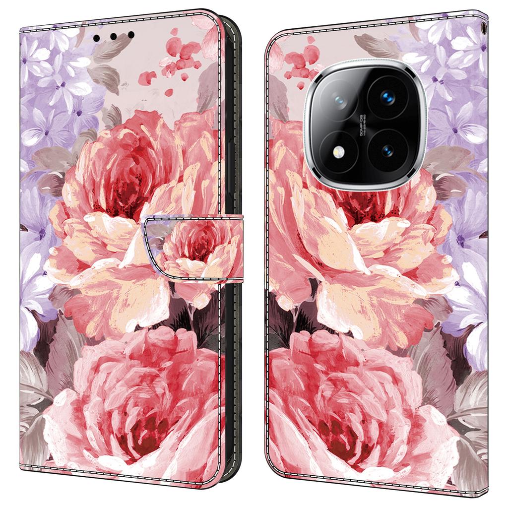 Pro Xiaomi Redmi Note 14 Pro 5G/Poco X7 5G Kožené pouzdro Vzorový potisk Peněženka Stojánek Ochrana proti pádu Kryt na telefon