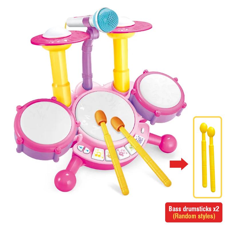 Jazz-Trommel Spielzeug Kunststoff Musikinstrument Elektronisches Keyboard Trommelset Musik Kinder Spielzeug Mit Mikrofon Licht Kindertag Geschenke