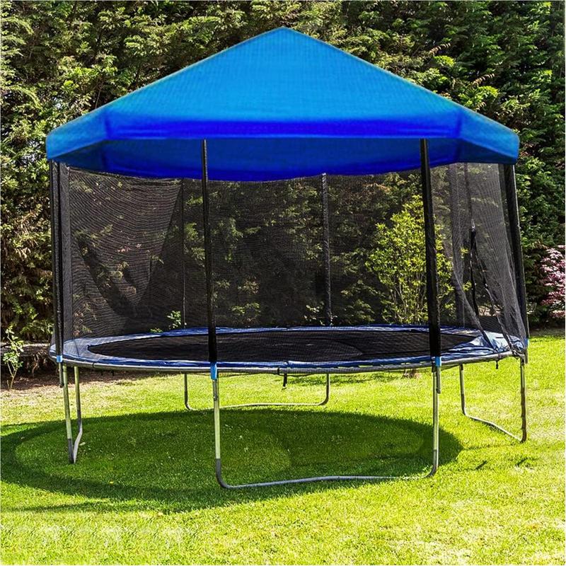 Trampoline Sun Protection Cover Dust-Proof Anti-UV Sunshade Cover Space-Saving Blue Protection Cover User-Friendly Trampoline