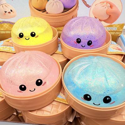 Buntes Emoji Baozi Stressabbau-Spielzeug - Niedlicher Quetsch-Dampfkorb zur Dekompression