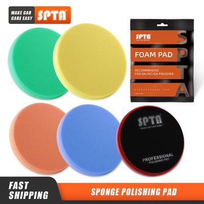(Single Sale) SPTA 3"(80mm)/5"(125mm)/6"(150mm)/7"(180mm) Round Polishing Pads Sponge Kit For RO/DA/GA Car Polisher Detail Wax