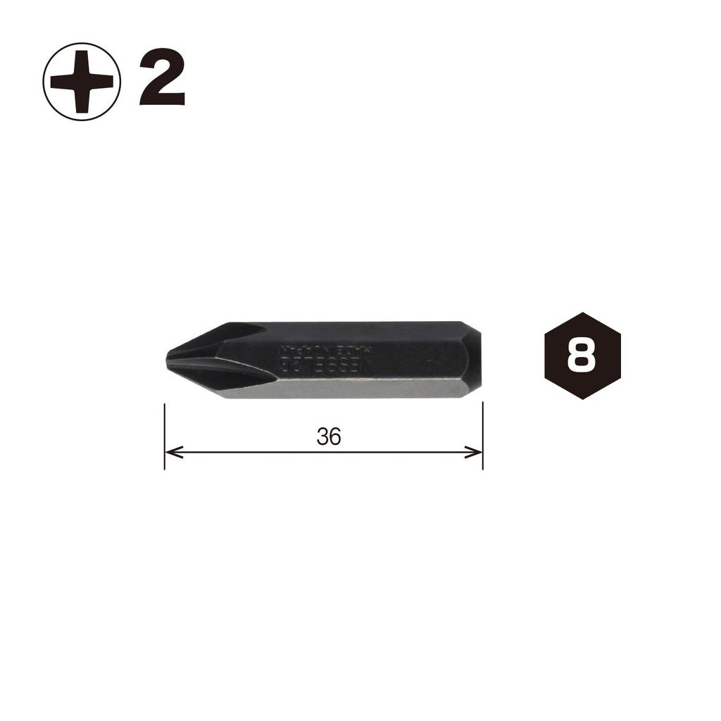 VESSEL Impact Driver Bits for Hand Tools X 36mm Set of 10 G C51 ZP +2 Hardness (Standard Hardness)