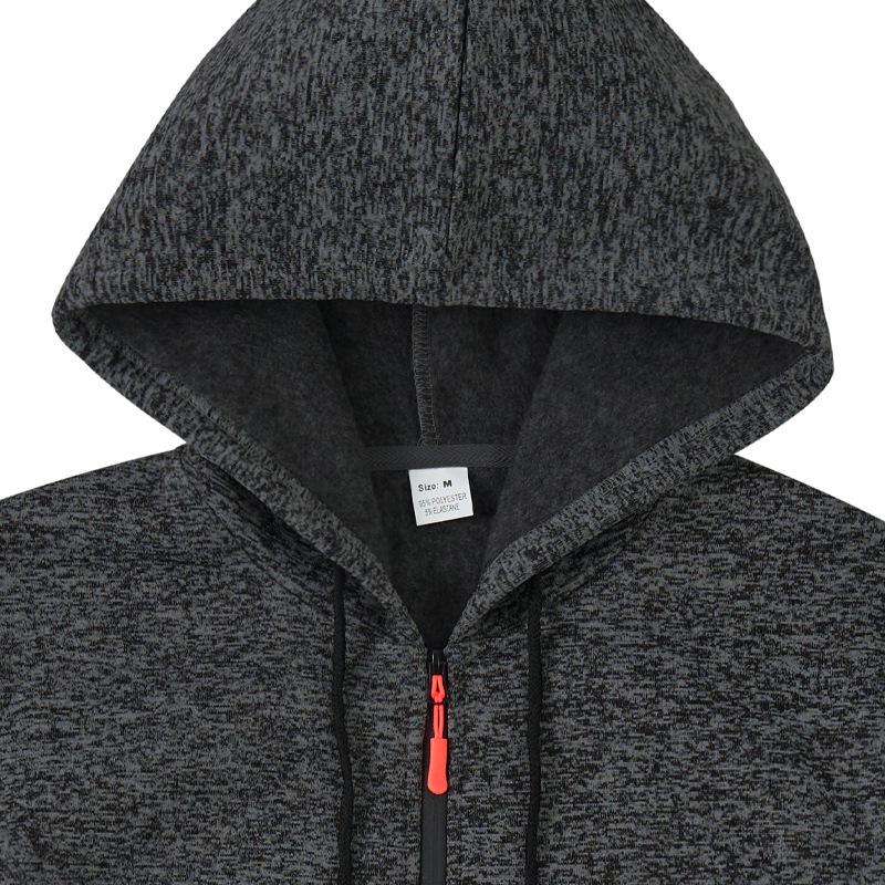 Men Vintage Heavyweight Fleece Lined Hooded Zipper Cargo Pocket Casual Sweatshirt