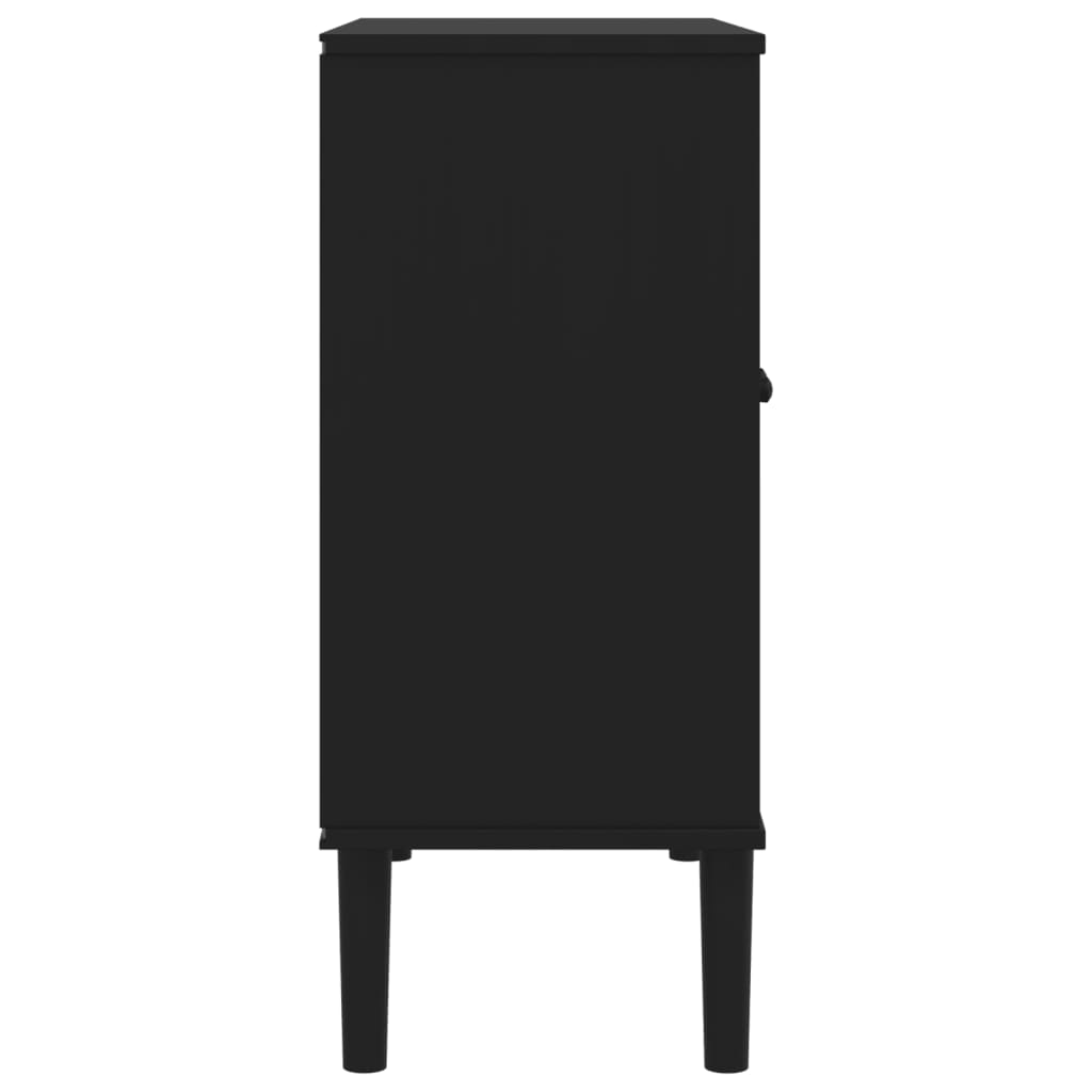Sideboard SENJA Rattan Look Black 80x35x80 cm Pine Wood