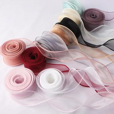 Rouleau de 10 mètres de ruban en organza de couleur unie à bords ondulés pour bouquet de fleurs, emballage de cadeaux, décorations de fête de mariage