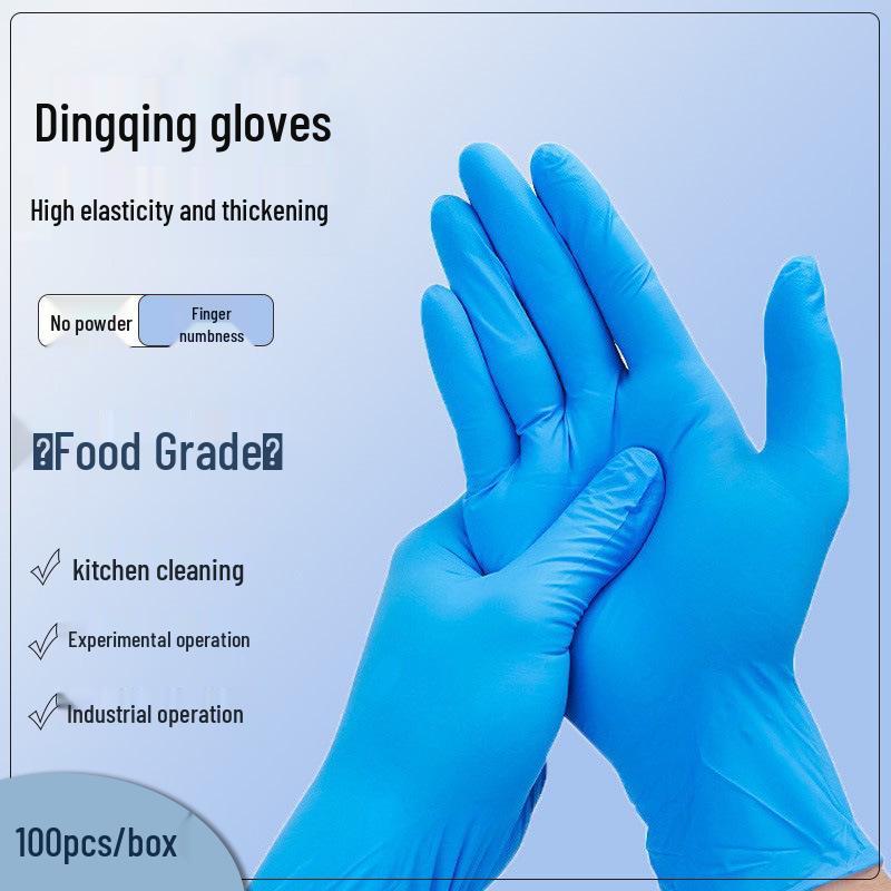 Waterproof & Resistant Nitrile Gloves - Food Grade, Oil & Acid Resistant, Texture-Grip, Thickened, Disposable for Dishwashing & Industrial Use.
