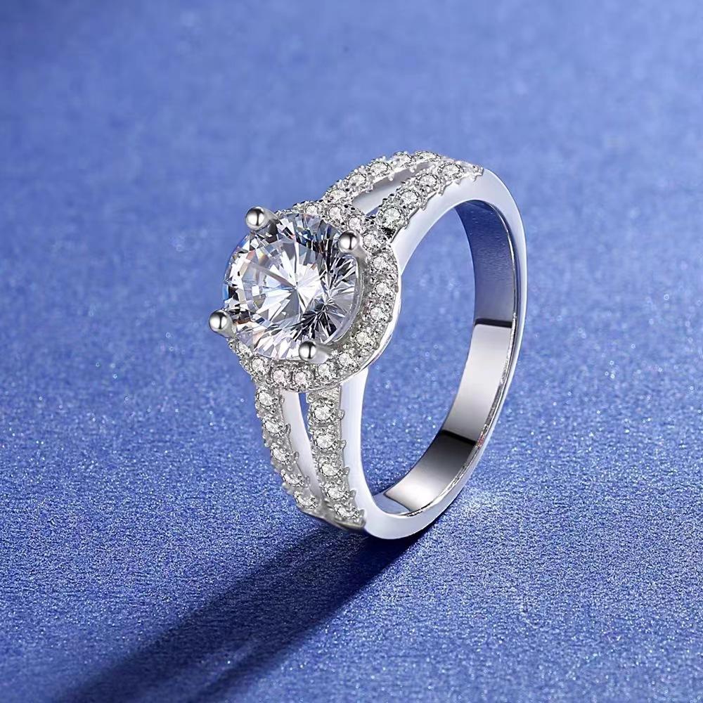 

2 Carat Moissanite Double Row Pave Closed Ring Elegant Versatile Simple Band For Women Daily Wear Jewelry Gift no. 5 белый