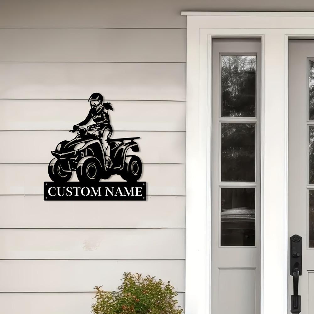 1pc Custom Lass On Quad Bike Metal Wall Art, Personalized Rustic Sign for Home, Lounge, Office, Veranda, Deck, Gift