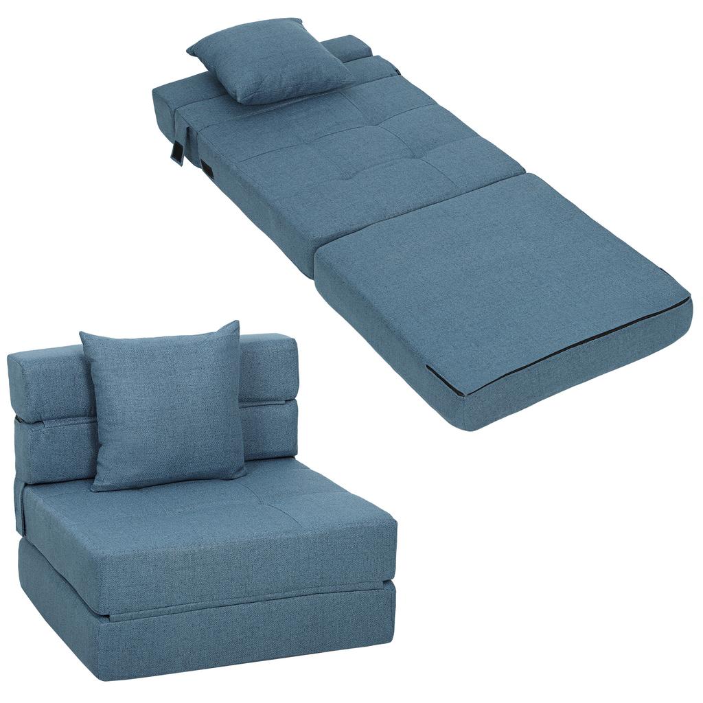 Sleeper Chair Recliner Guest Bed, Removable Cover, 70 cm x 70 cm x 61 cm, Dark Blue