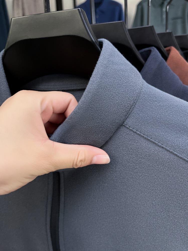 Herrställ med ståkrage, enfärgad, långärmad, varm baslager-t-shirt