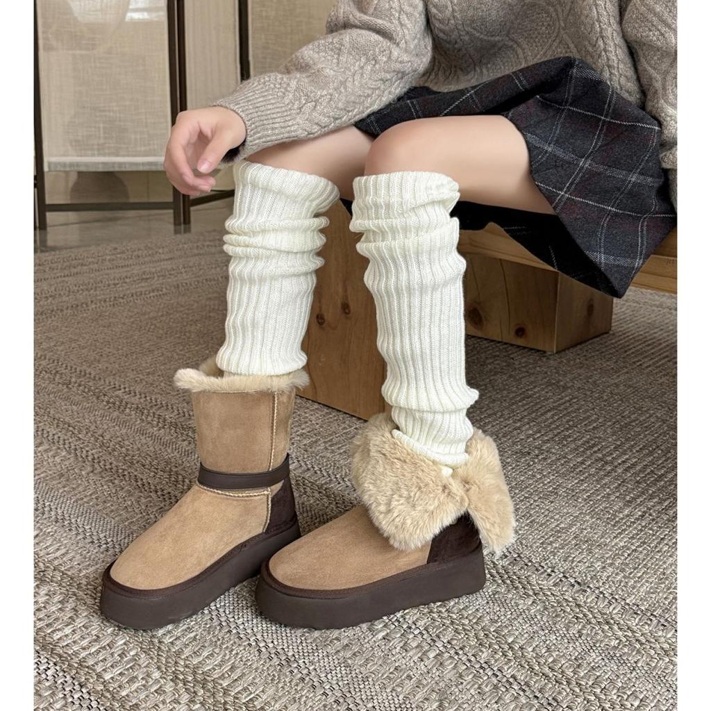 Women's Elastic Thick-soled Winter Fur One Warm Cold Padded Snow Boots Non-slip Wear Casual Sports Cotton Boots