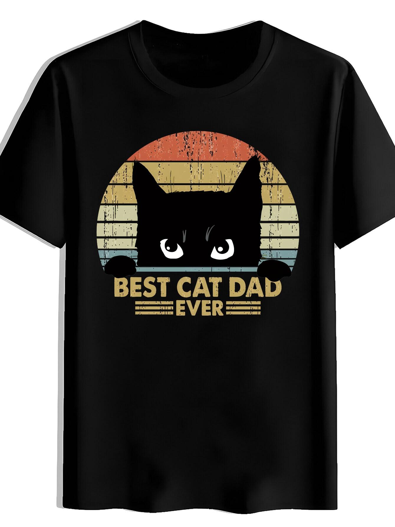T-shirt Vintage Cat Graphic - Best Cat Dad Ever Slogan XL