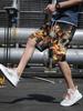 3D Digital Printed Flame Skull Pattern Men's Beach Shorts, Summer Casual Vacation Style Men's Bottoms, Men's Cargo Pants