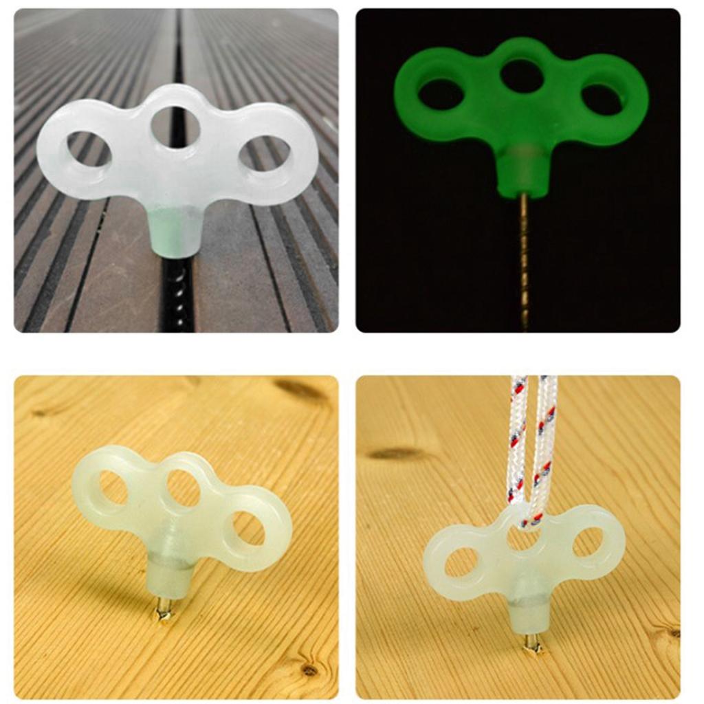 10Pcs Luminous Three Eyes Thread Tent Peg Nails Outdoor Camping Board Screw Plastic Tip