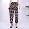 Pantaloni Casual Estivi da Donna Taglia Forte in Seta Ghiaccio Elasticizzata - Larghi, Vita Alta Elastica per Mezza Età e Anziani
