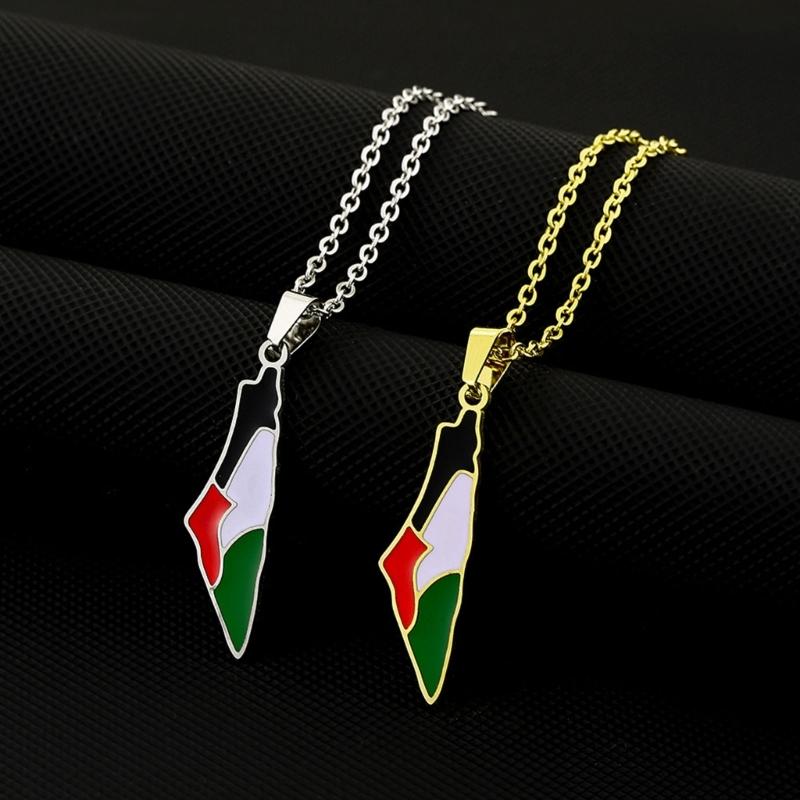Unique ISR Map Pendant Necklace PLE Adjustable Chain Necklace Stainless Steel Material Suitable for Fashionable Outfits