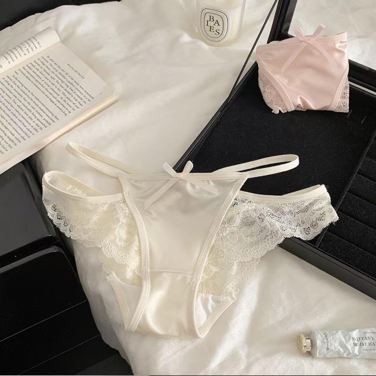 

Pure Desire Lace Cutout Low Waist French Style Panties – Sexy, Thin Strap with Cotton Crotch for Women M (80-100)