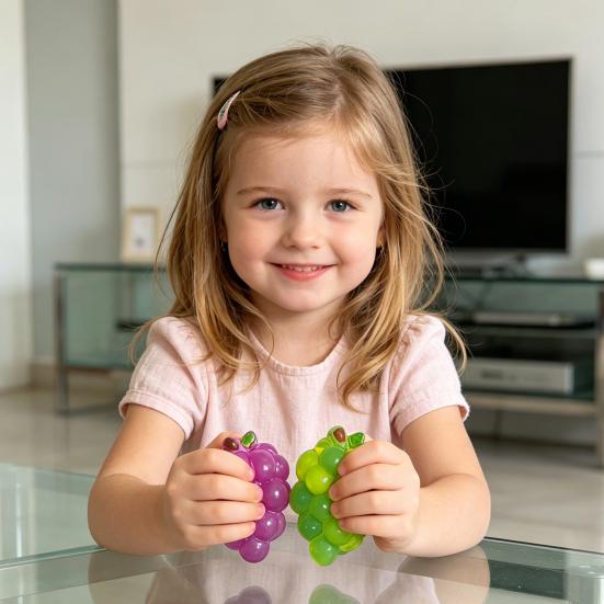 Grape Slow-Rising Squeeze Toy Soft TPR Fidget for Stress Relief Realistic Fruit-Shaped Decompression Gadget for Kids Adults