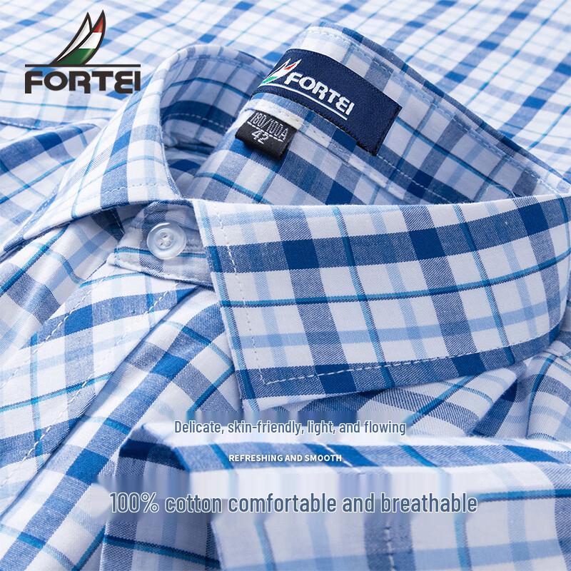 Men s 100% Cotton Short Sleeve Plaid Shirt 41