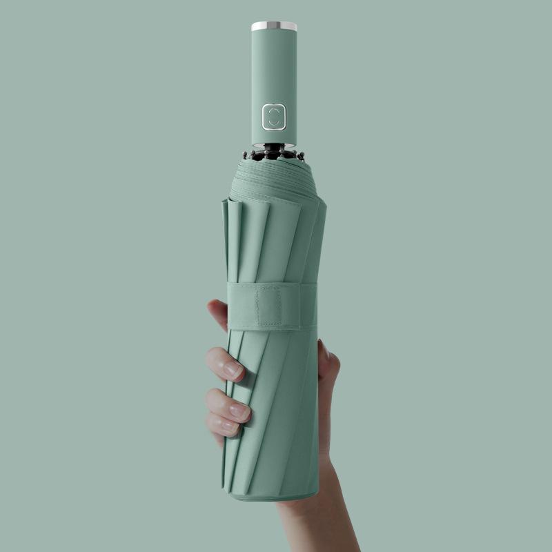 12 bone vinyl automatic folding umbrella three fold parasol can be added umbrella