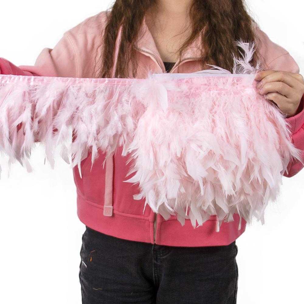 Multicolor Natural Turkey Feather Trim Ribbon 4-6 Inches Fluffy White Marabou Feathers Trims Lace for Party Skirt Clothing Decor