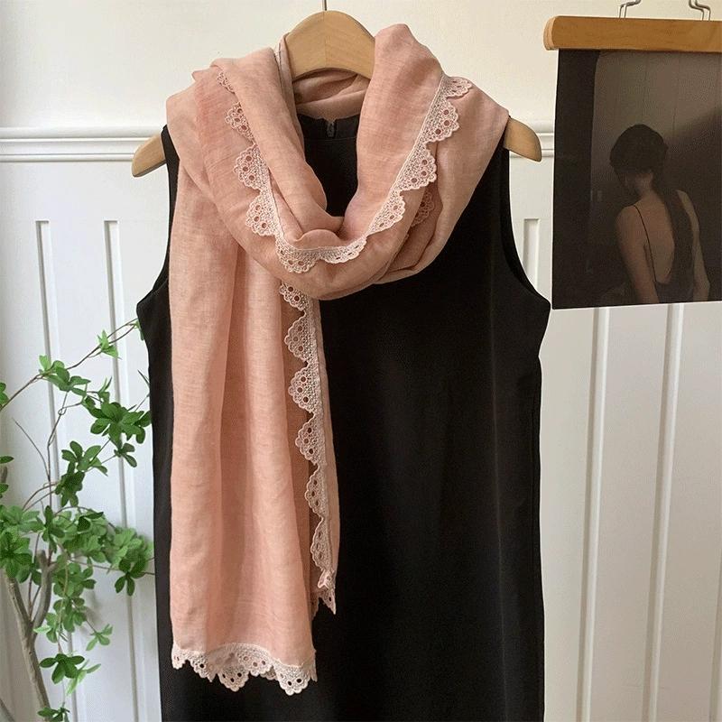 Spring and Autumn 95*185cm Ladies Scarves Lace Edged Shawl Scarf For Women