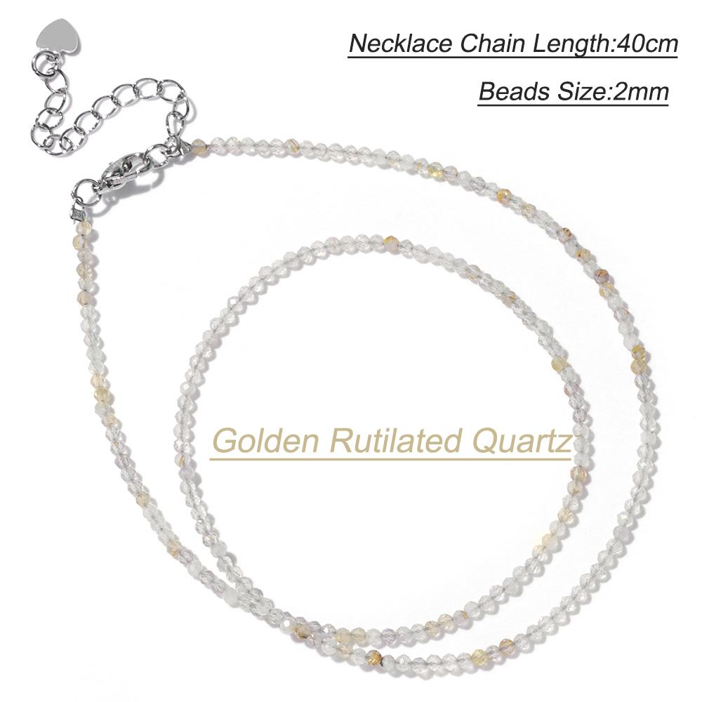 2mm Natural Crystal Beads Necklace Tiger Eye Stone Black Spinel Mix Quartzs Choker Clavicle Chains For Women Men Jewelry