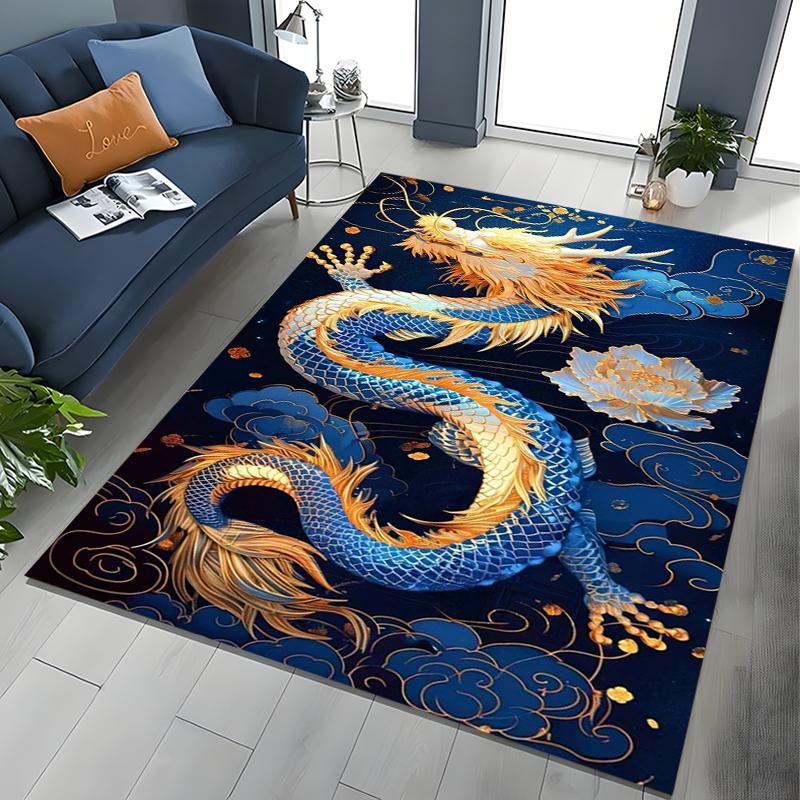 Chinese Dragon Pattern Rug Carpet For Living Room Non Slip Parlour Sofa Large Area Rugs Bedroom Kids Play Room Floor Mat Gift